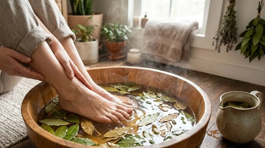 Voeten wassen met laurier en lauwwarm water: een simpele manier om te ontspannen